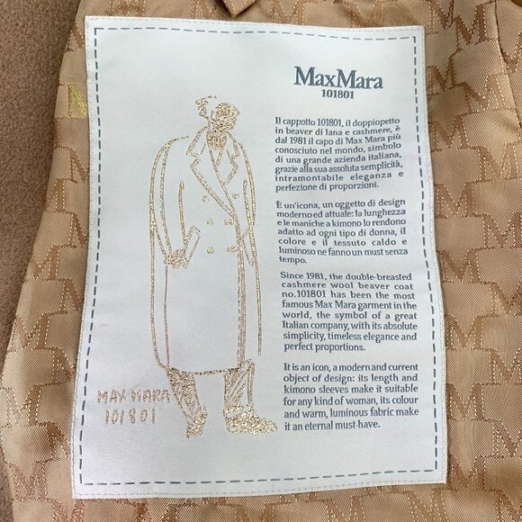 Max Mara Womens Camel Double-Breasted Wool Coat With Pockets & Back Belt Detail - Picture 7 of 8